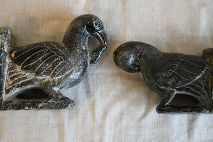 Pair Indian Carved Stone Birds