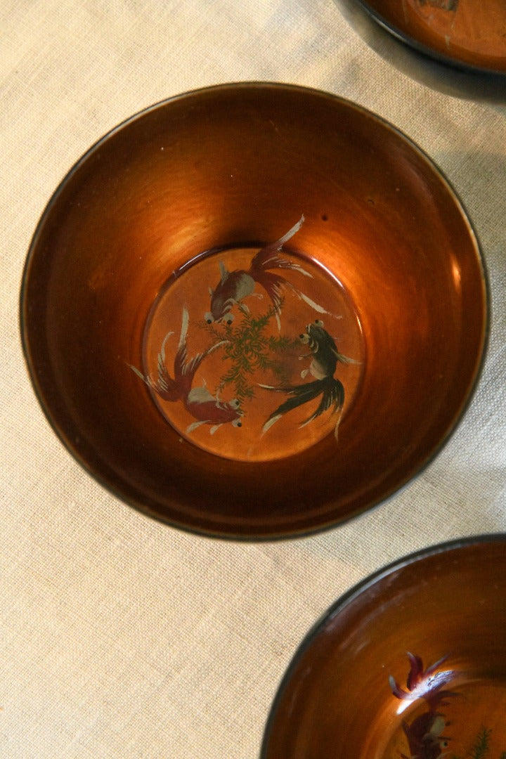 4 Chinese Black Lacquer Bowls