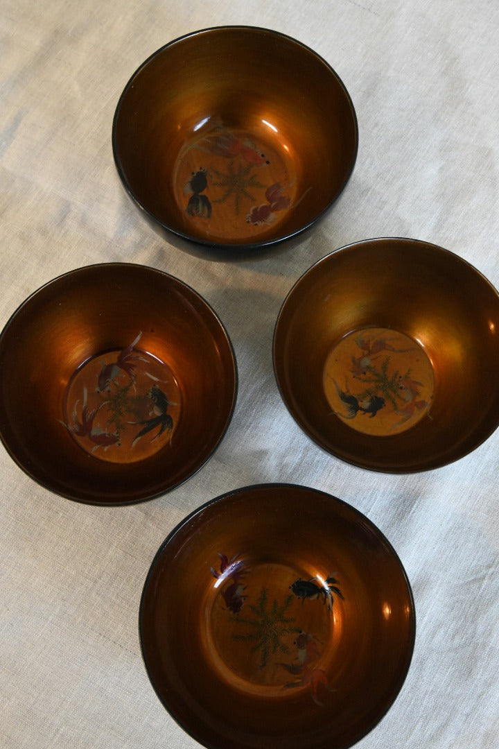 4 Chinese Black Lacquer Bowls