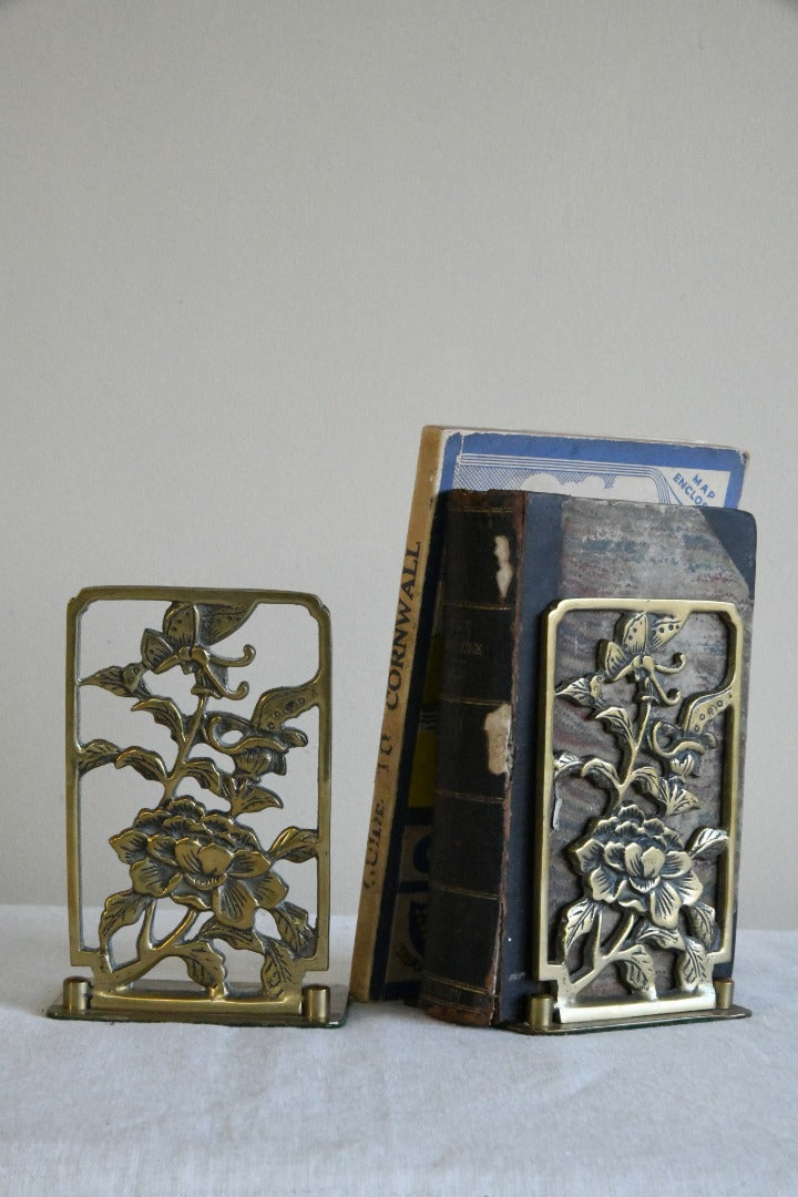 Pair Vintage Brass Book Ends