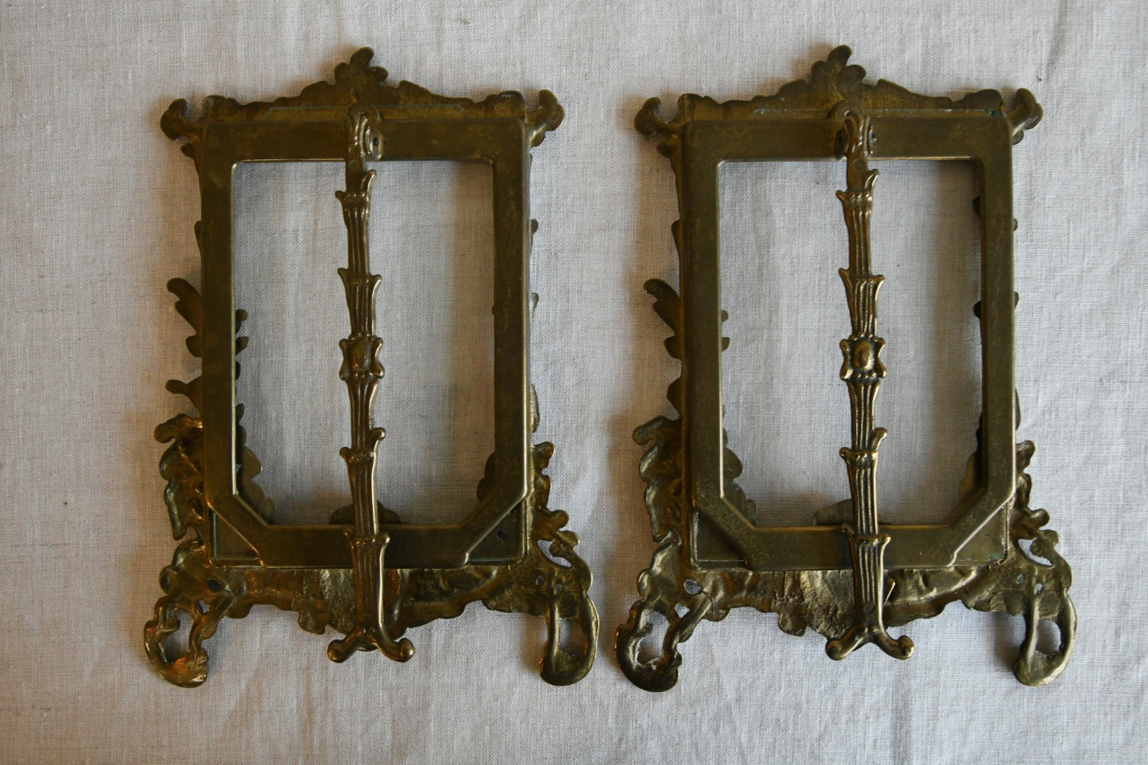 Pair Victorian Brass Photo Frames