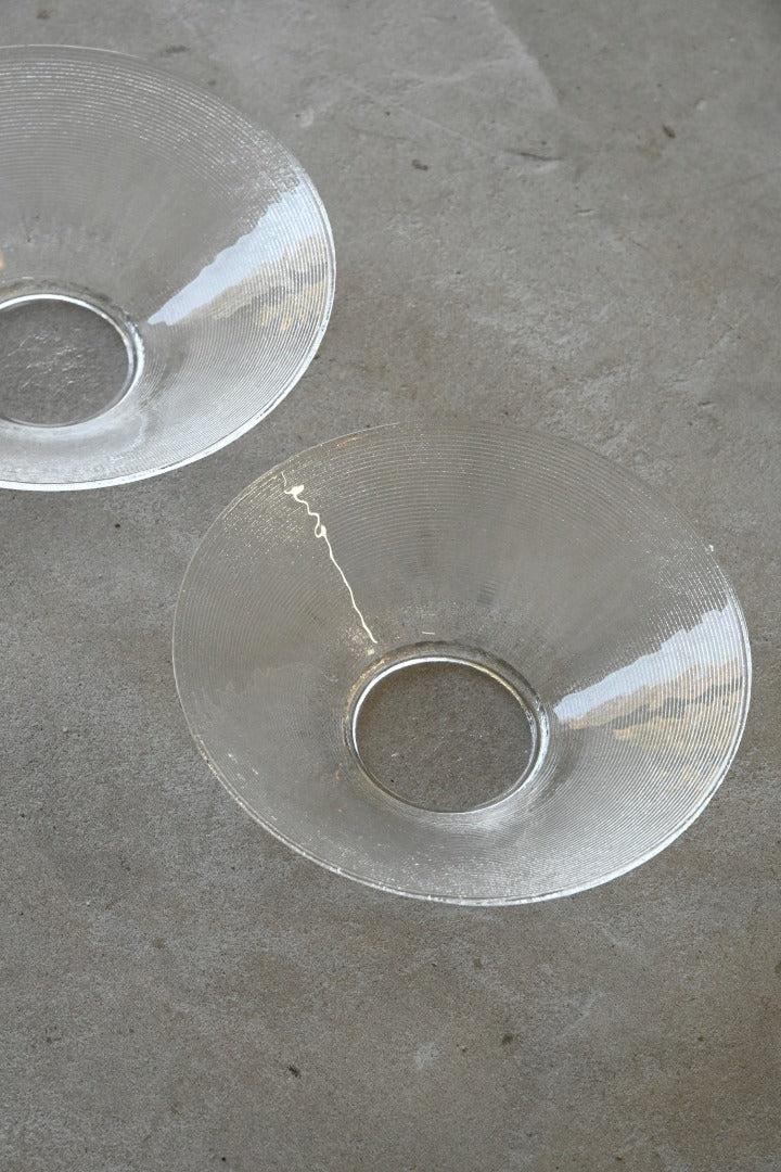 Pair Vintage Ribbed Clear Glass Bowls