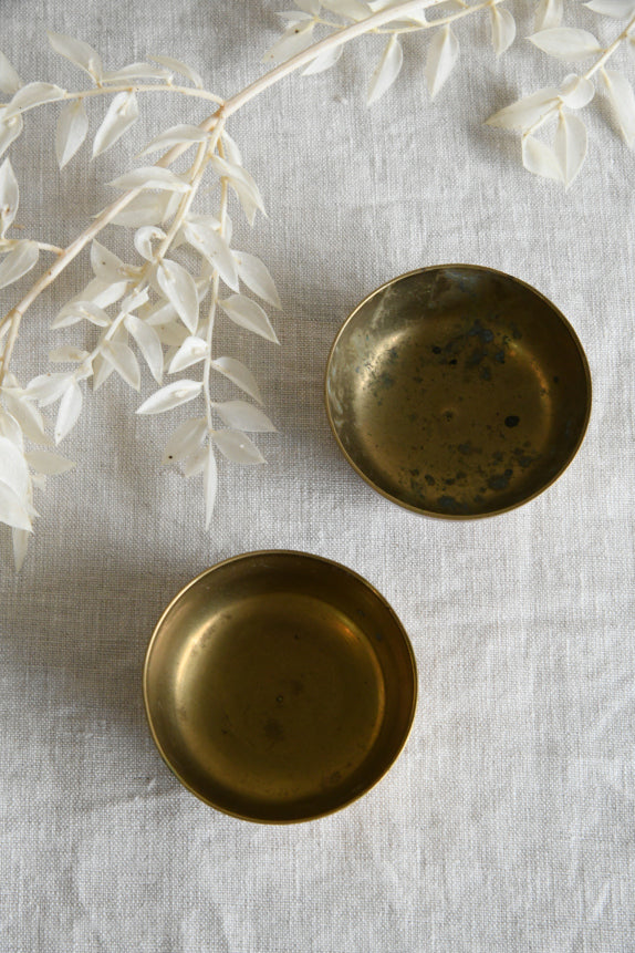 Pair Vintage Enamelled Brass Incense Bowls