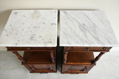 Pair French Marble Bedside Cabinets