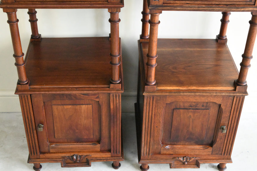 Pair French Marble Bedside Cabinets