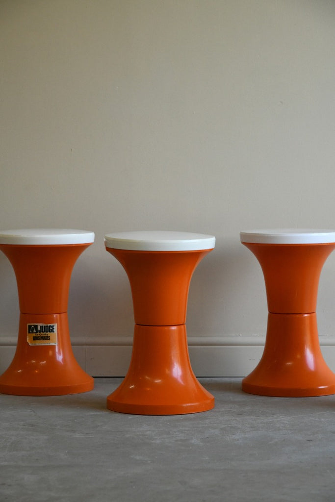 Set 4 Retro Orange Plastic Stools by Judge