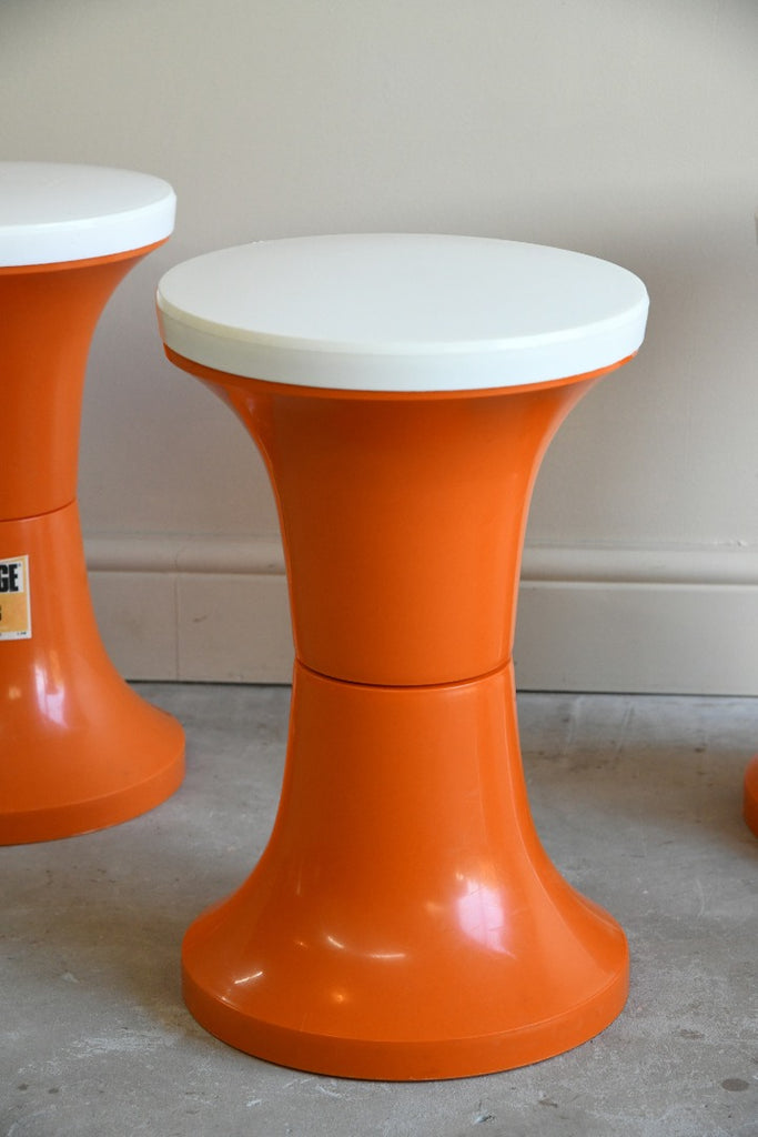Set 4 Retro Orange Plastic Stools by Judge