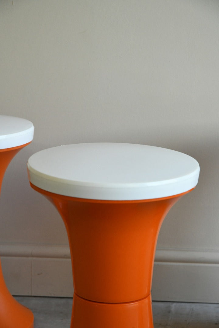 Set 4 Retro Orange Plastic Stools by Judge