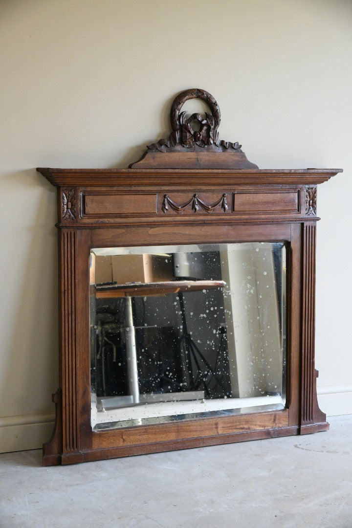 French Walnut Overmantle Mirror