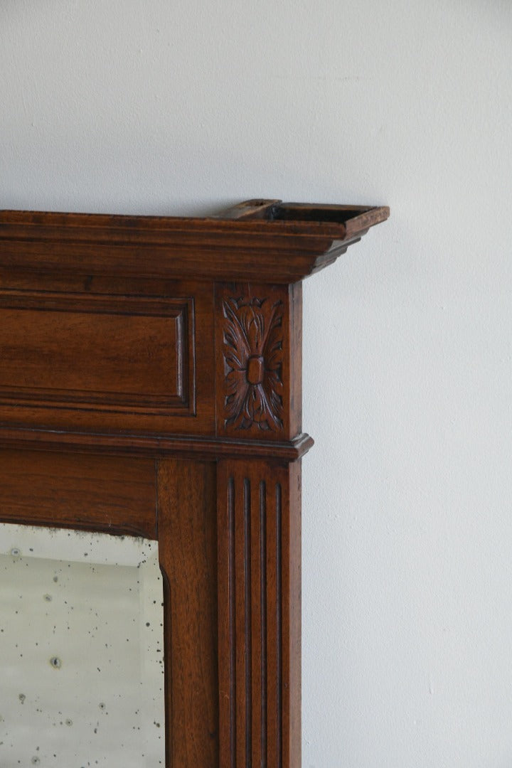 French Walnut Overmantle Mirror