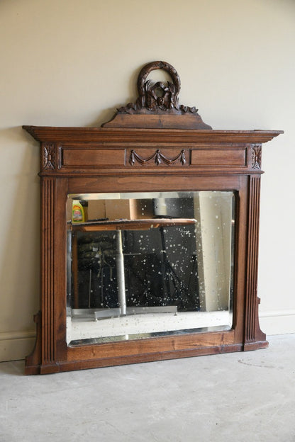 French Walnut Overmantle Mirror