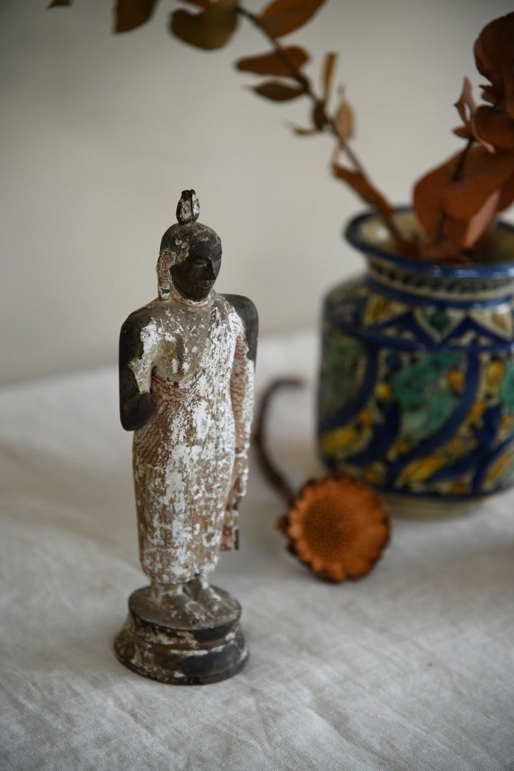 Painted Wood Figure of Buddha