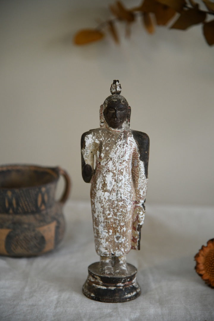 Painted Wood Figure of Buddha