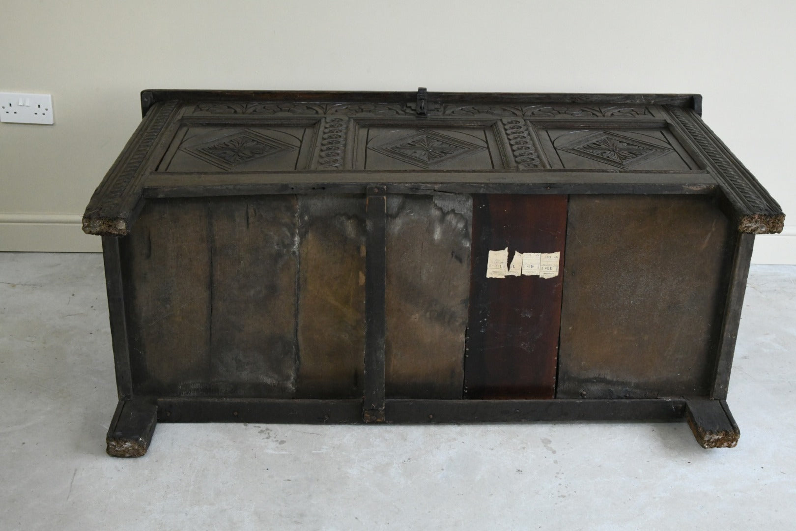 Large 18th Century Carved Oak Coffer