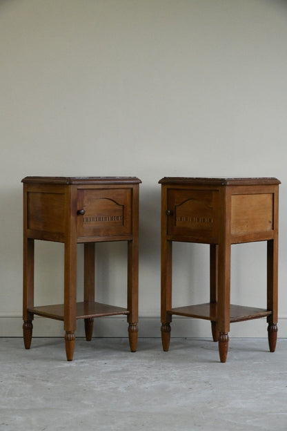 Pair French Marble Bedside Cabinets