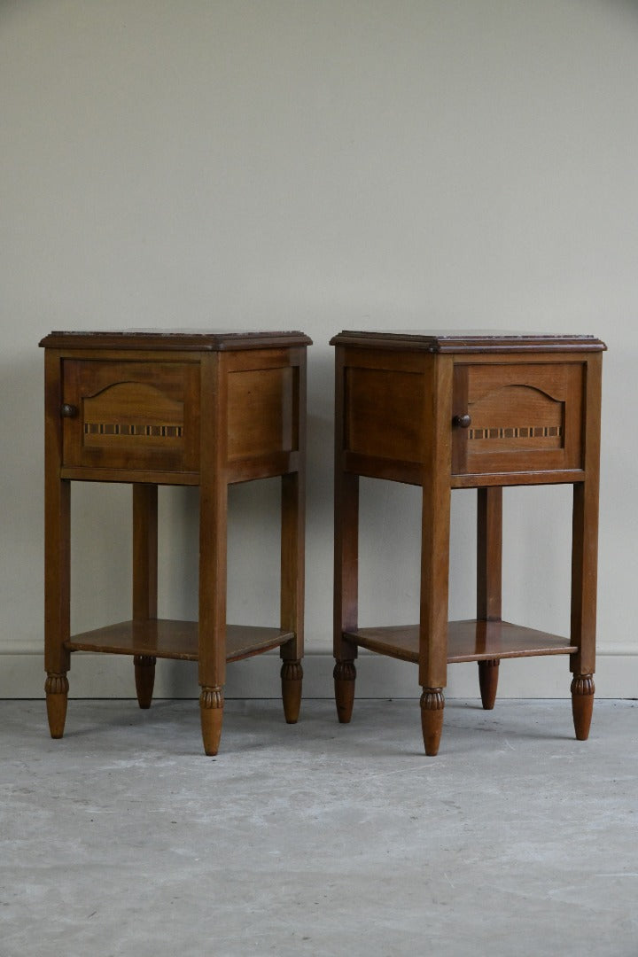 Pair French Marble Bedside Cabinets