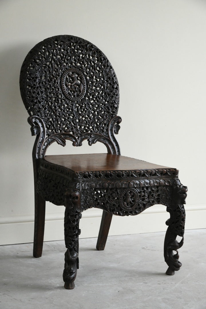 Anglo Indian Carved Padouk Chair