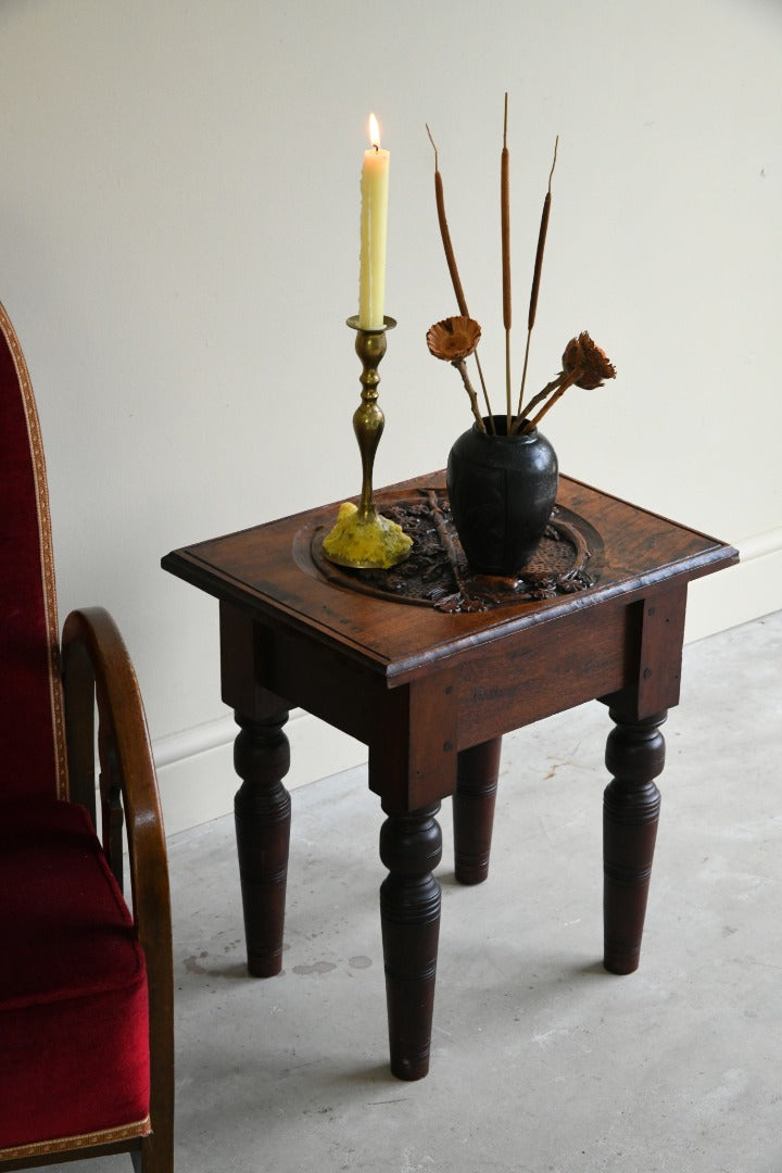 Carved Arts & Crafts Side Table