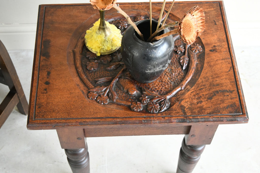 Carved Arts & Crafts Side Table