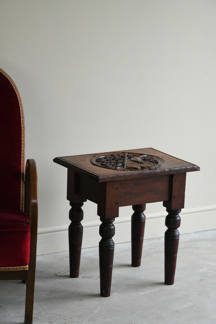 Carved Arts & Crafts Side Table