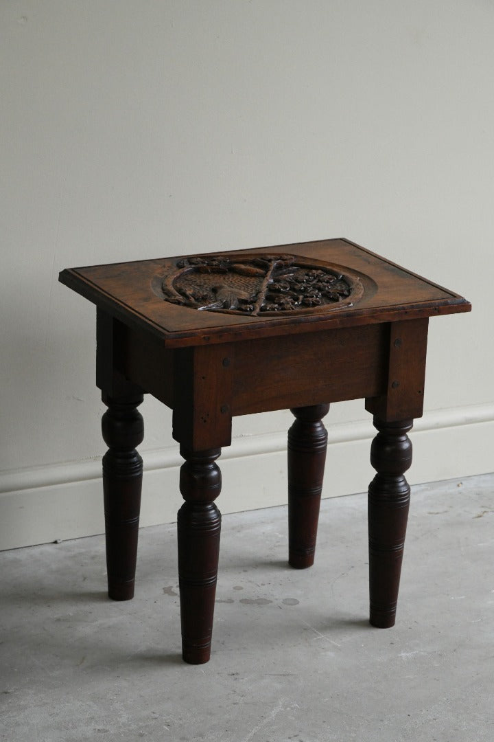 Carved Arts & Crafts Side Table