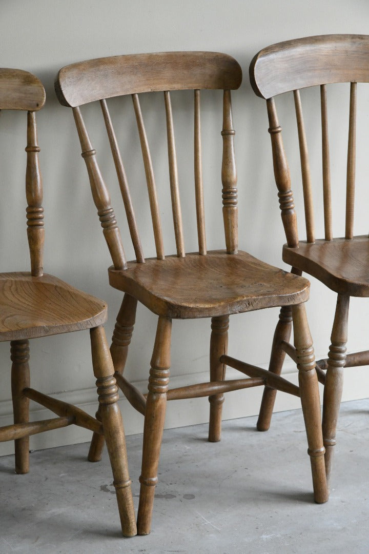 4 Rustic Elm Stick Back Kitchen Chairs