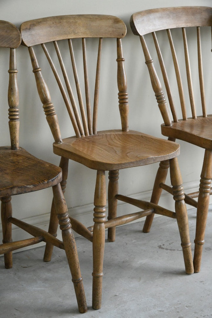 4 Rustic Elm Stick Back Kitchen Chairs