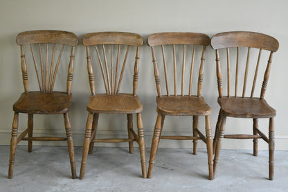 4 Rustic Elm Stick Back Kitchen Chairs