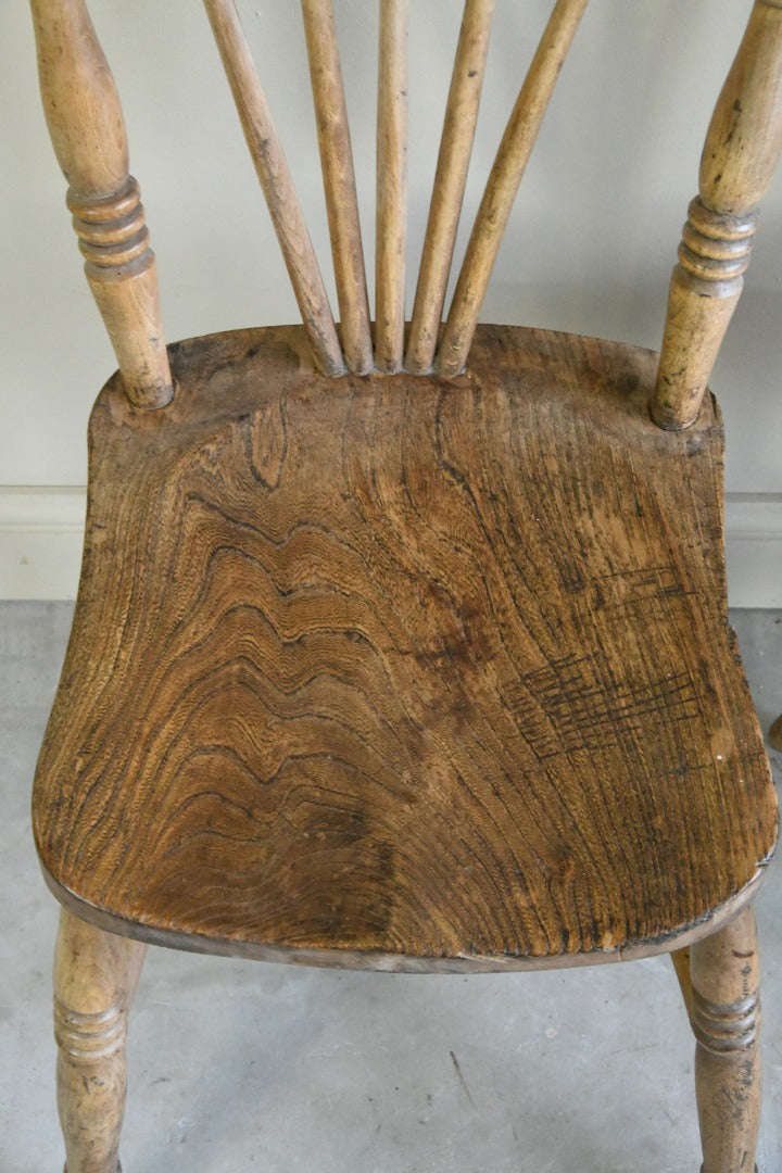 4 Rustic Elm Stick Back Kitchen Chairs