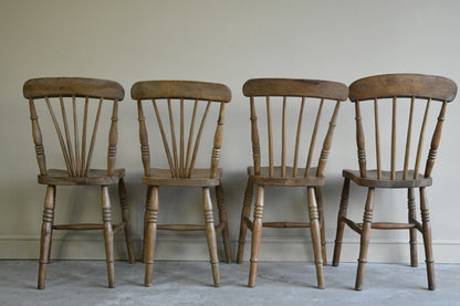 4 Rustic Elm Stick Back Kitchen Chairs