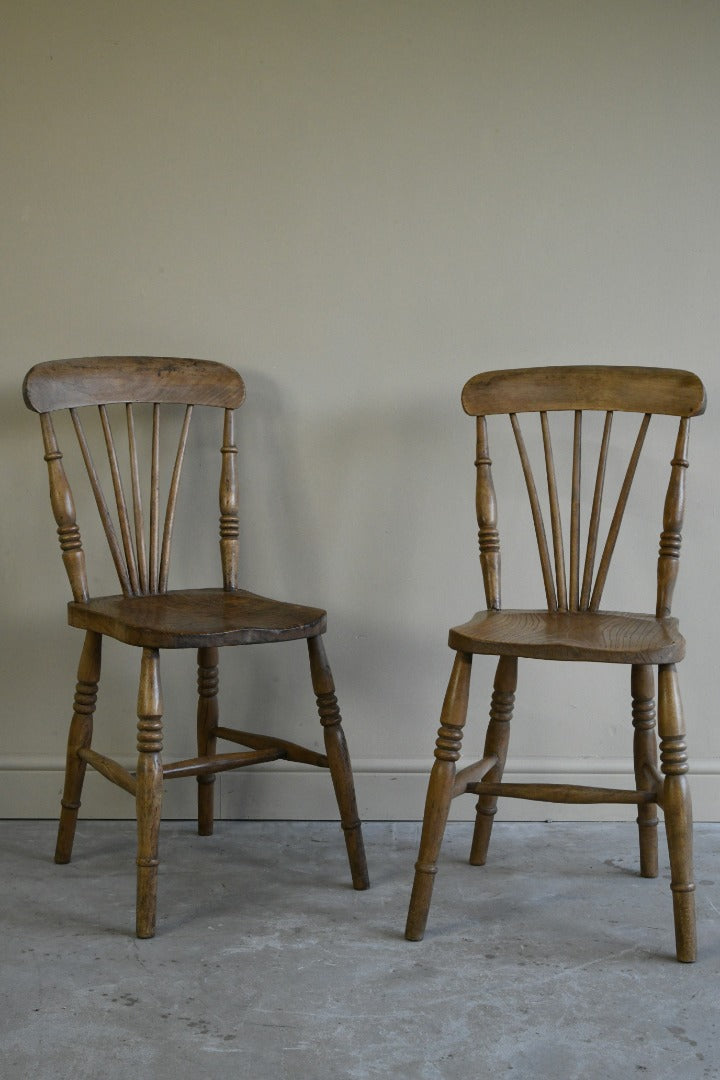 4 Rustic Elm Stick Back Kitchen Chairs