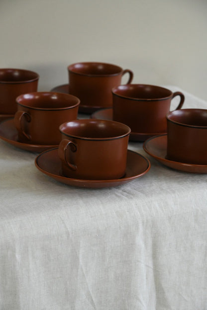 6 Royal Worcester Crown Ware Large Cups and Saucers