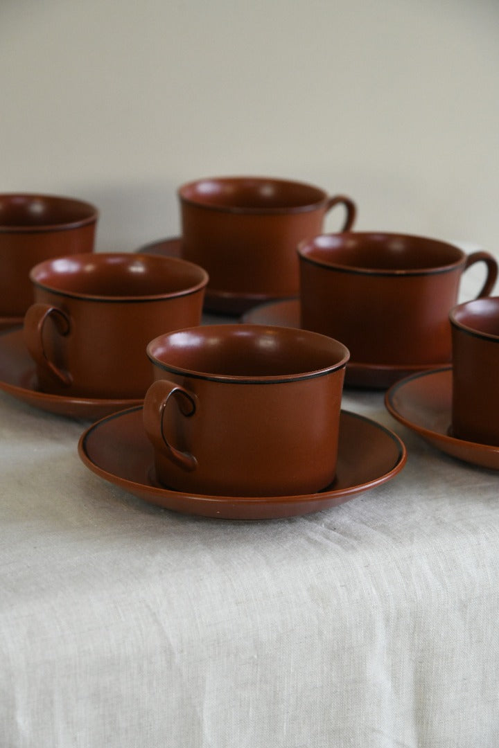 6 Royal Worcester Crown Ware Large Cups and Saucers