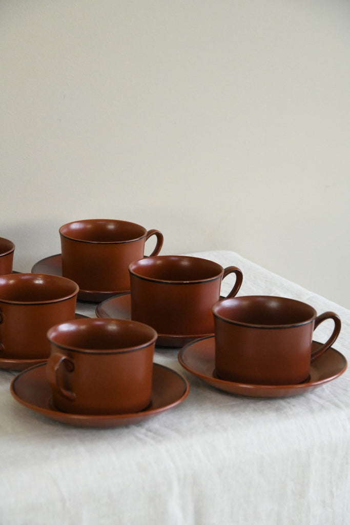 6 Royal Worcester Crown Ware Large Cups and Saucers