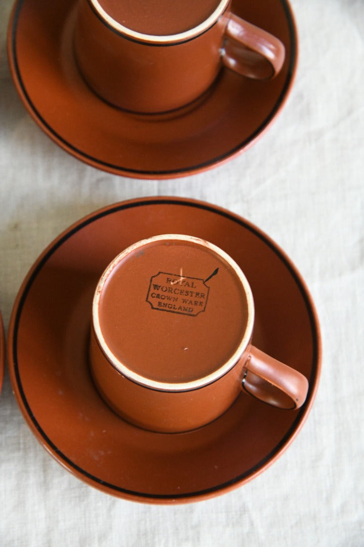 4 Royal Worcester Crown Ware Cups and Saucers