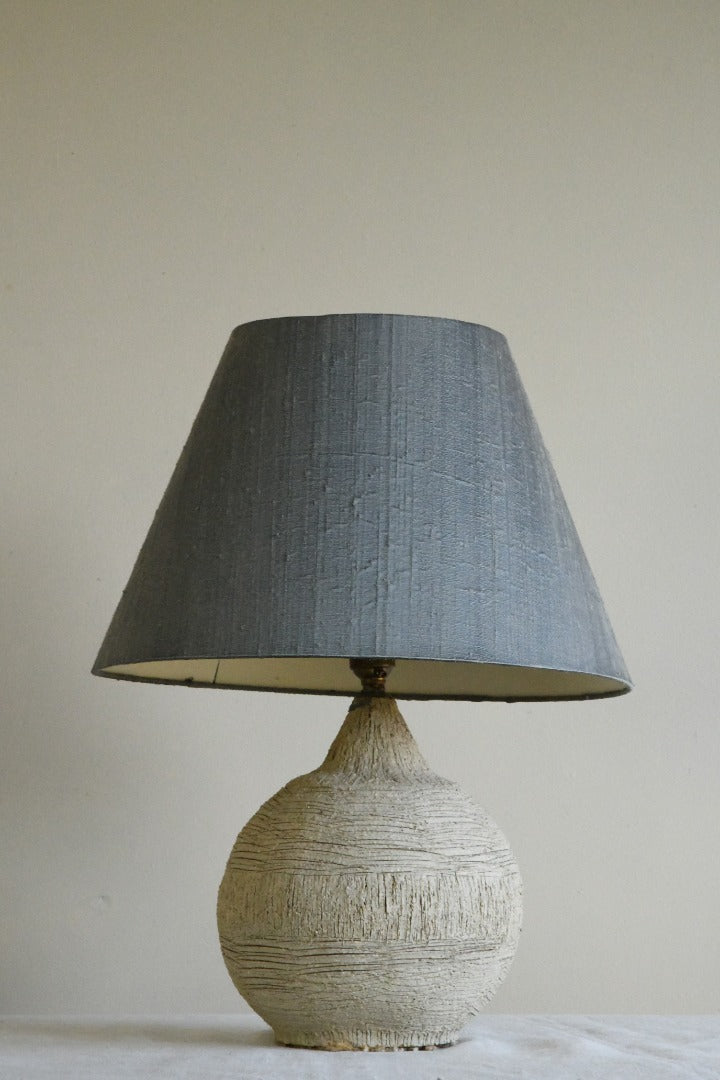 Vintage Pottery Table lamp & Silk Shade