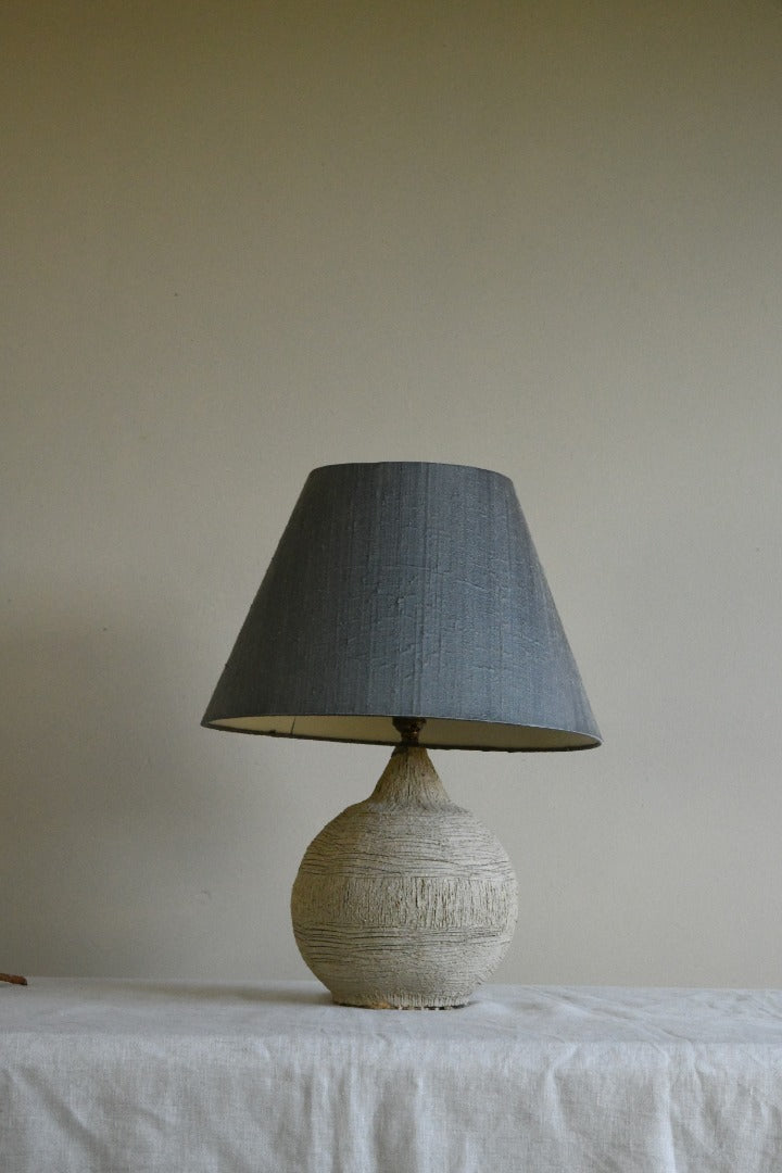 Vintage Pottery Table lamp & Silk Shade