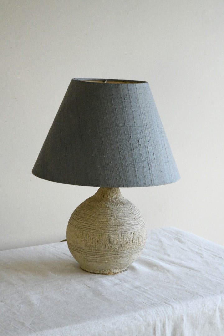 Vintage Pottery Table lamp & Silk Shade