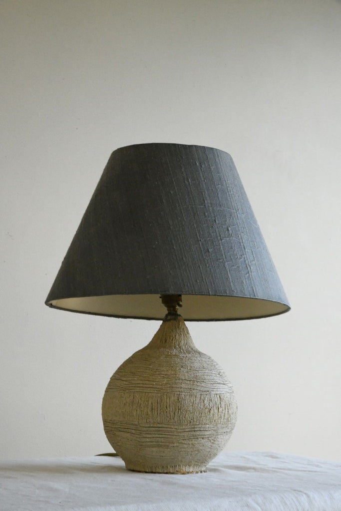 Vintage Pottery Table lamp & Silk Shade