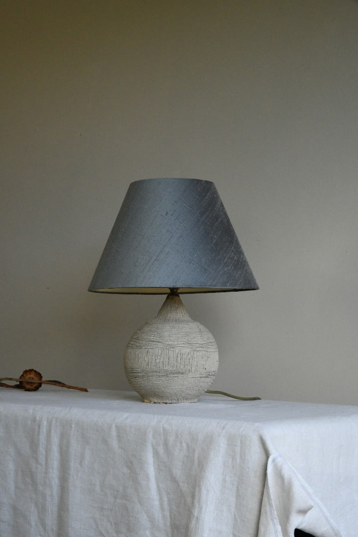 Vintage Pottery Table lamp & Silk Shade