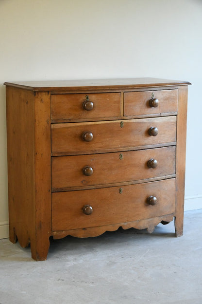 Antique Pine Bow Front Chest of Drawers