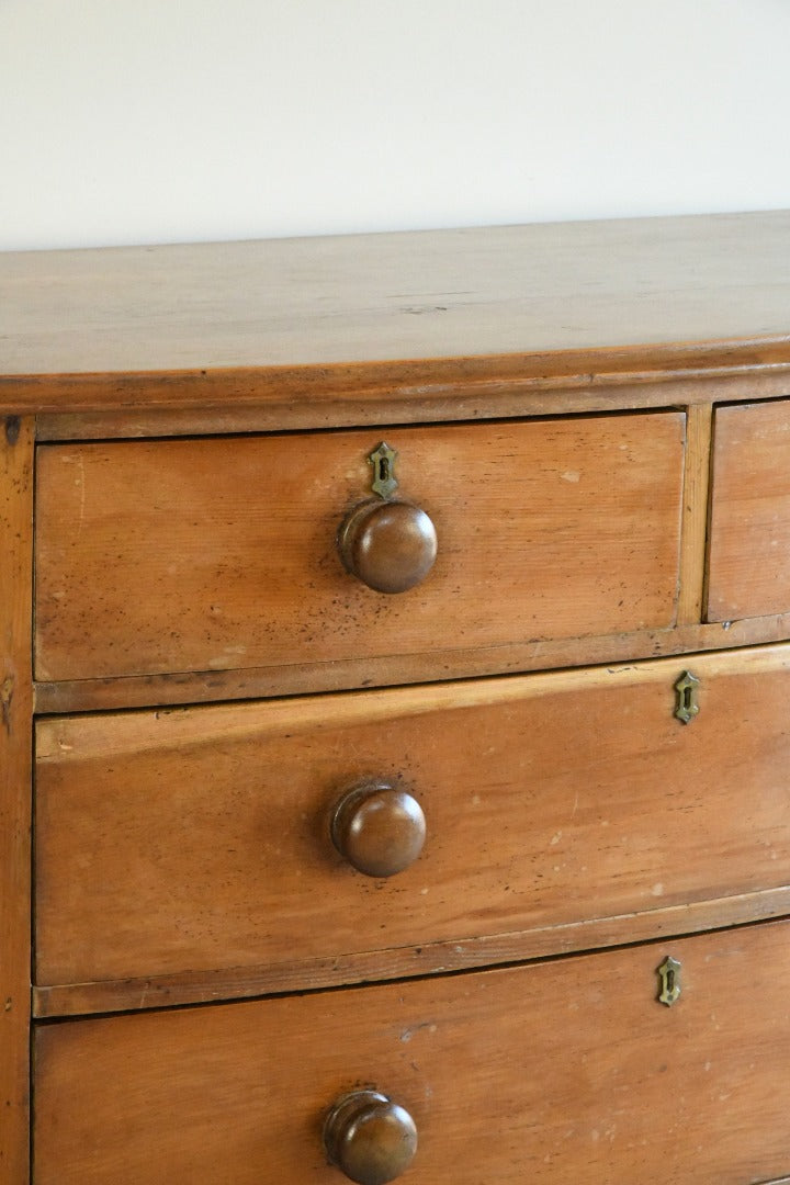 Antique Pine Bow Front Chest of Drawers