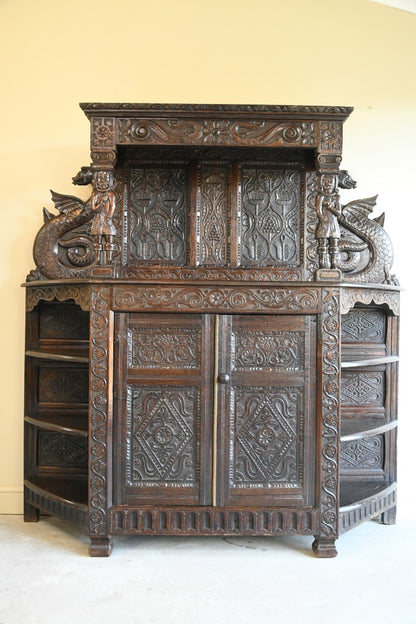 Antique Carved Oak Cabinet