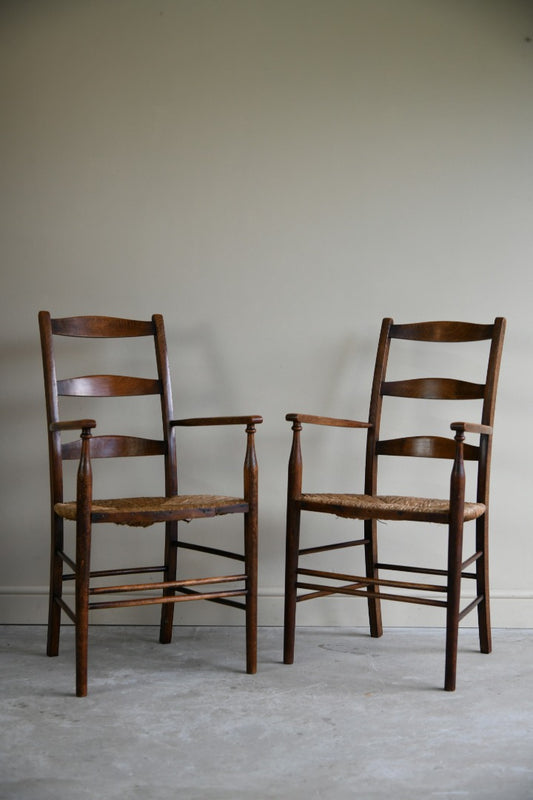 Pair Beech Arts & Crafts Chairs