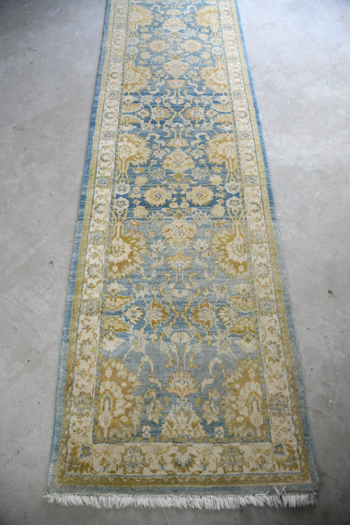 Afghan Blue & Yellow Wool Runner