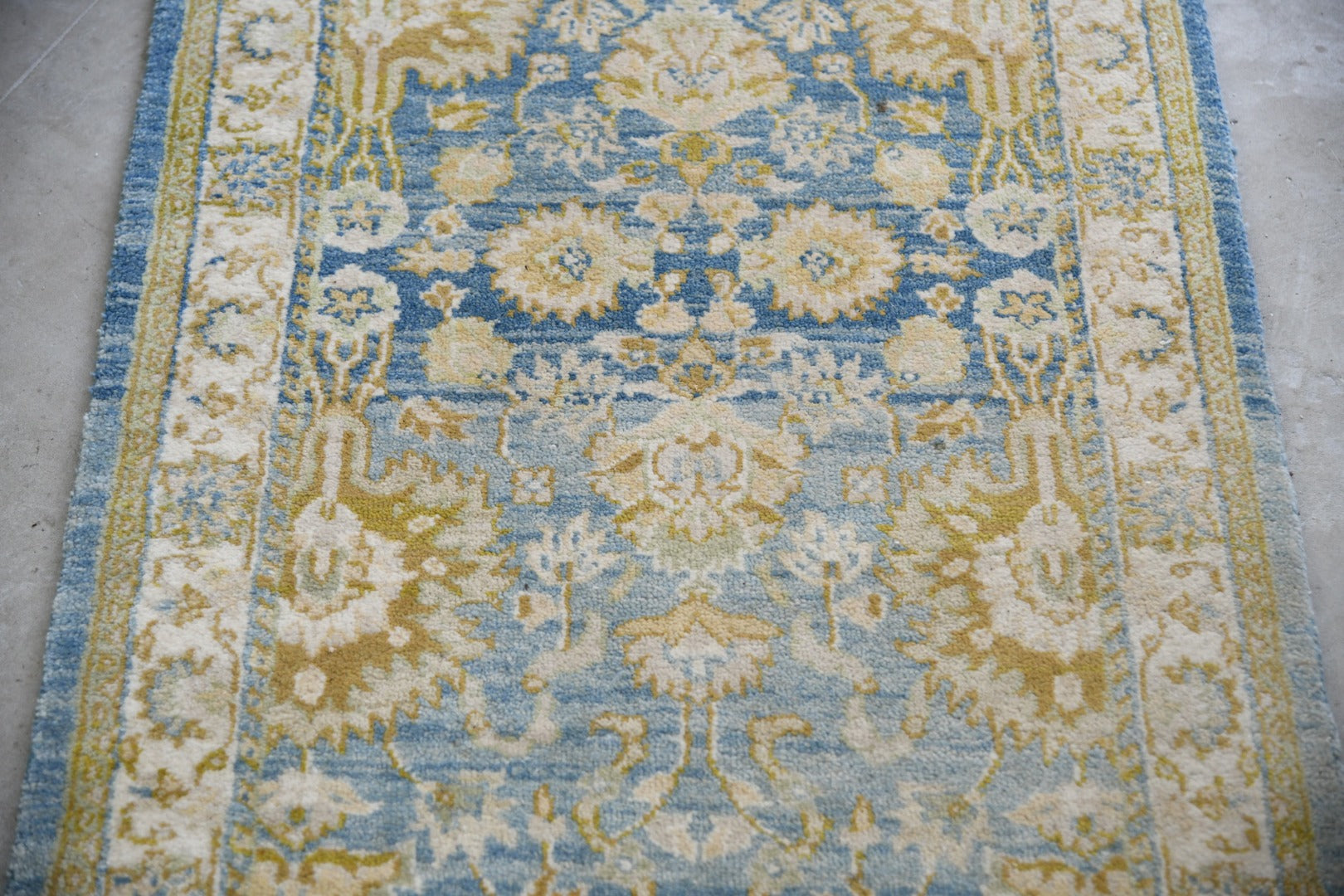 Afghan Blue & Yellow Wool Runner