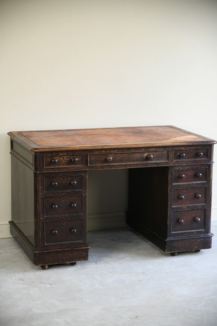 Victorian Oak Twin Pedestal Desk