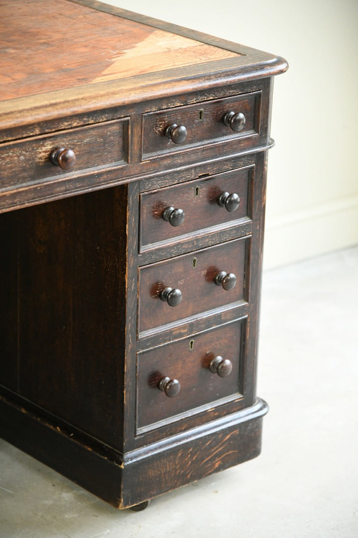 Victorian Oak Twin Pedestal Desk