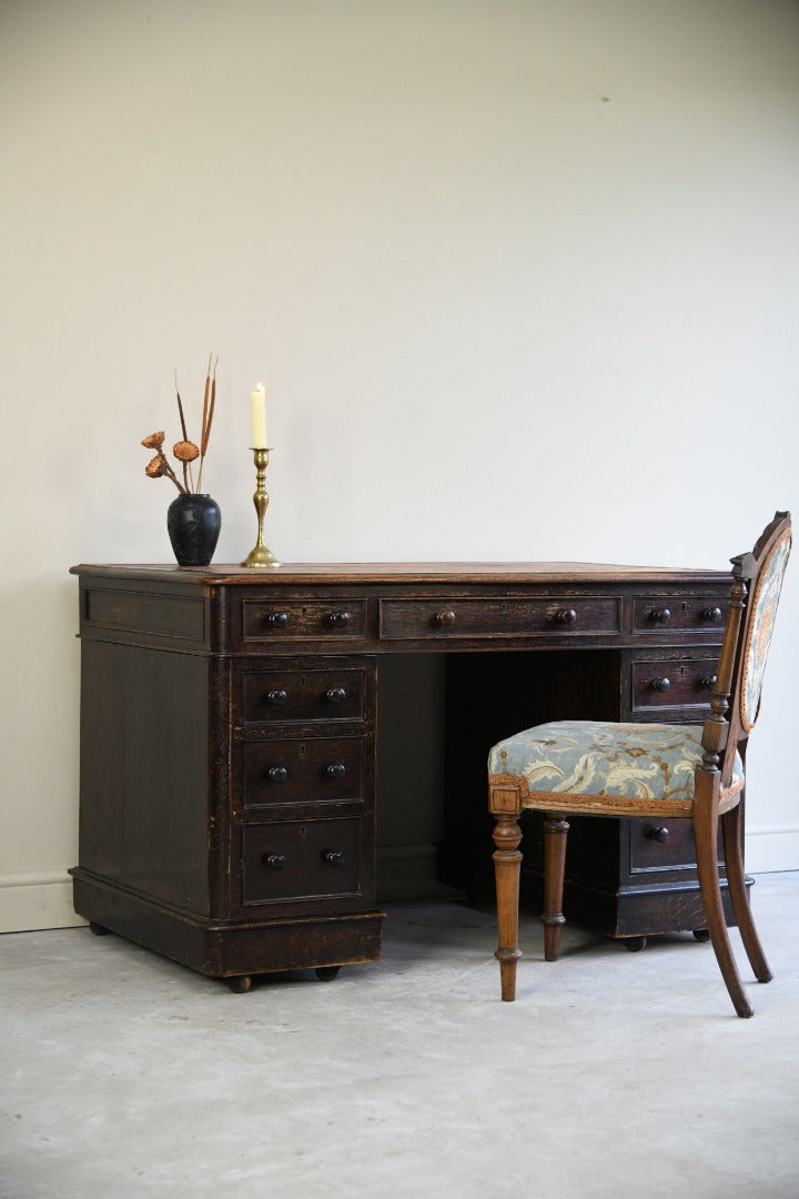 Victorian Oak Twin Pedestal Desk