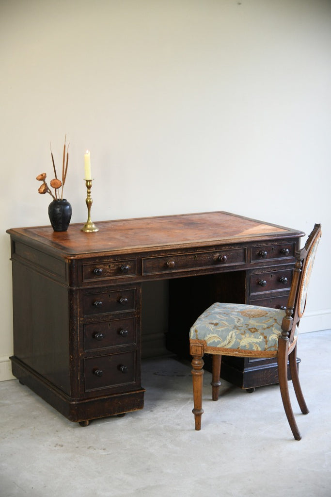 Victorian Oak Twin Pedestal Desk